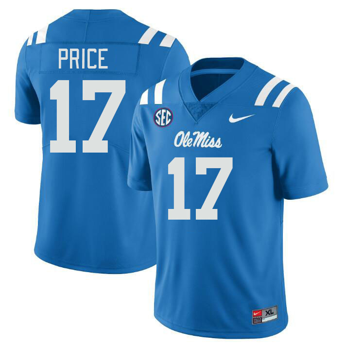 Ole Miss Rebels #17 Devin Price College Football Jerseys Stitched Sale-Power Blue